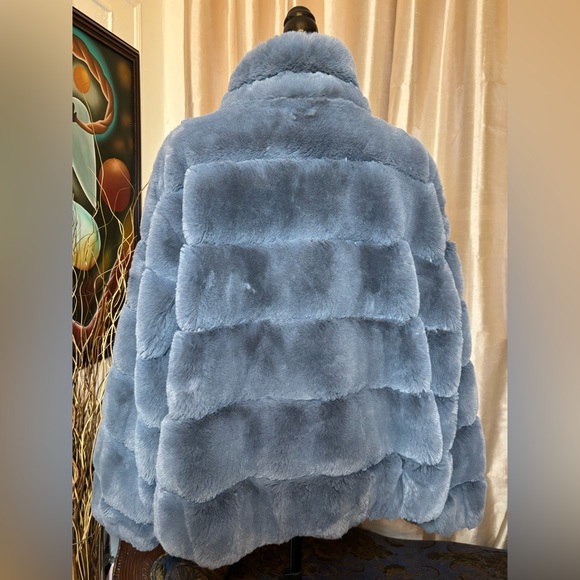 Calvin Klein Women's Faux-Fur Zip-Front Coat - Blue - Size 2X - Picture 5 of 10